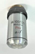 OBJETIVO CARL ZEISS JENA PLANACROMATICO HI100X 1.1.25 160  0.17 - A  Phv Oil   usado perfecto estado