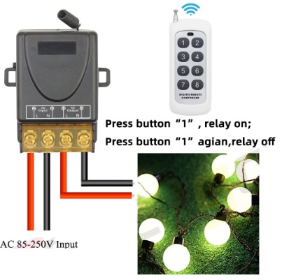 TEDELIGO-INTERRUPTOR DE CONTROL REMOTO DE LUZ RF, TRANSMISOR INALÁMBRICO DE 433M, RECEPTOR DE RELÉ 30A PARA VENTILADOR, BOMBA DE AGUA, LUCES, ETC. 110 MHZ, 110V, 220V, 230V, 500V - Imagen 3